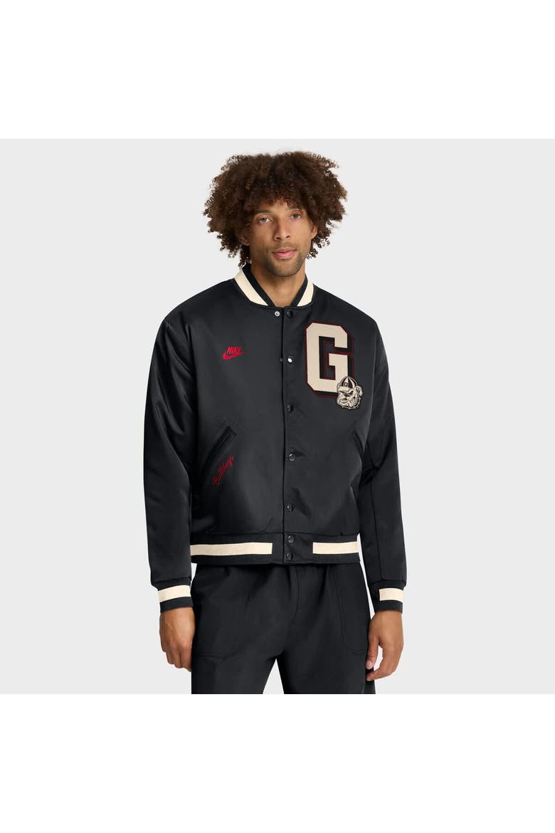 Men's Nike Black Georgia Bulldogs Legacy Full-Snap Bomber Jacket, Main, color, Black