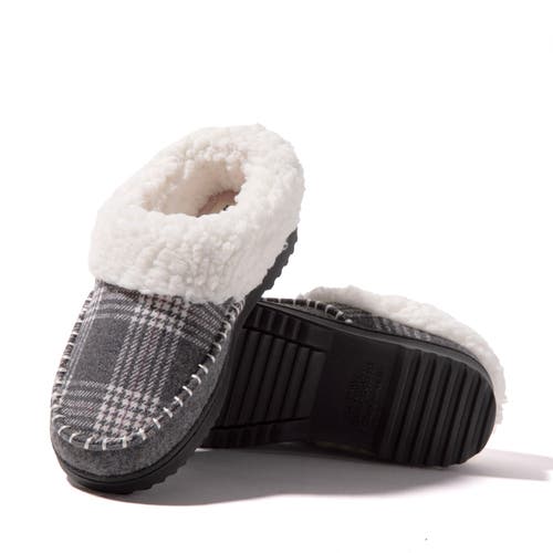 Dearfoams Nyla Felted Plaid Moccasin Toe Clog Slipper In Gray