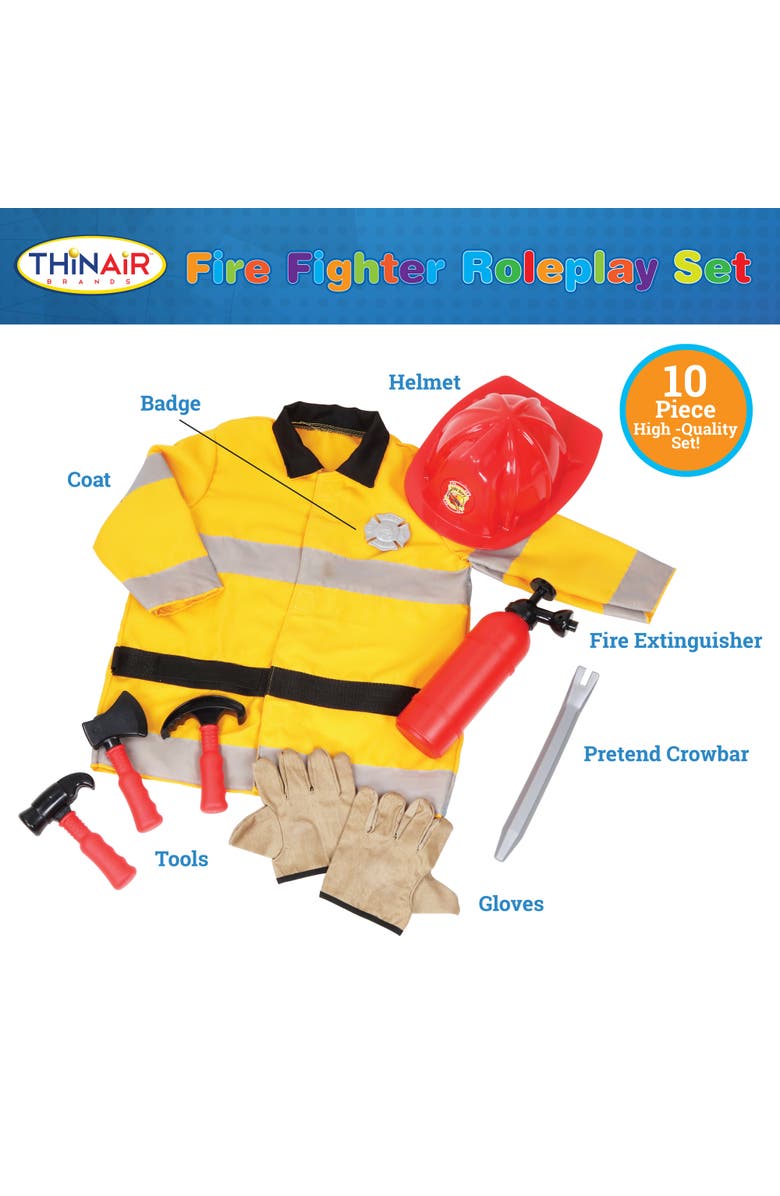 Playful Minds Firefighter Roleplay Set, 10 Piece Costume, Alternate, color, Multicolored