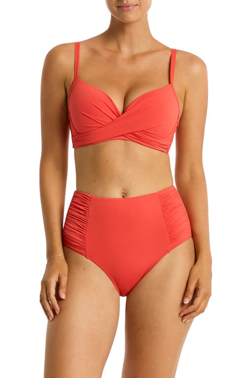 Sea Level Cross Front D- & Dd-cup Molded Underwire Bikini Top In Flame