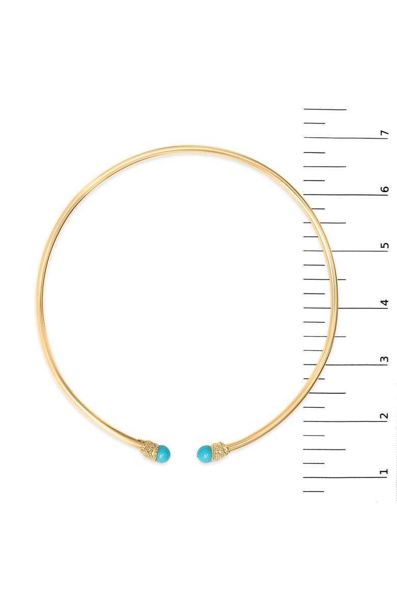 Haus of Brilliance 18K Yellow Gold Sculpted Collar Necklace with Turquoise Cabochon Ends, Alternate, color, Yellow