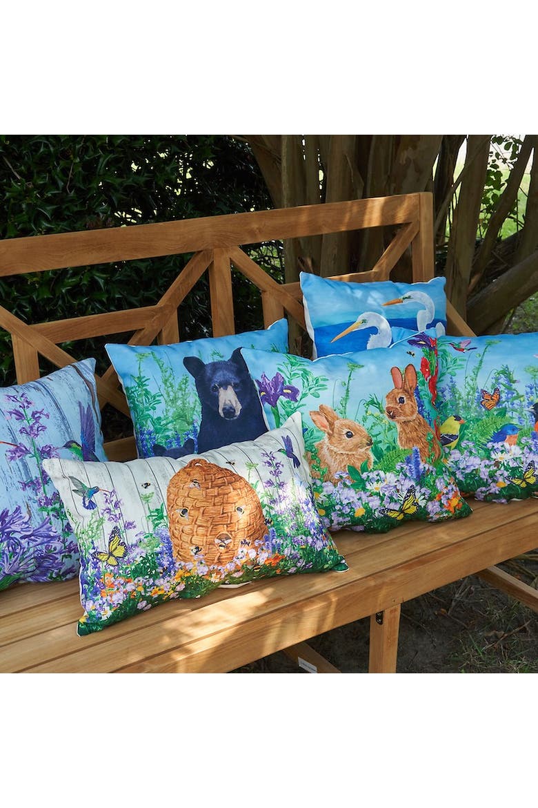Bird Garden Paradise HD Printed Indoor/Outdoor Accent Throw Pillow 18" x 18", Alternate, color, Blue