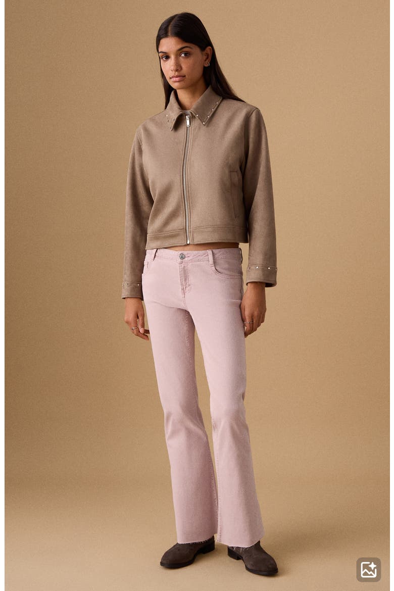 Mid Rise Crop Flare Jeans, Alternate, color, PALE PINK