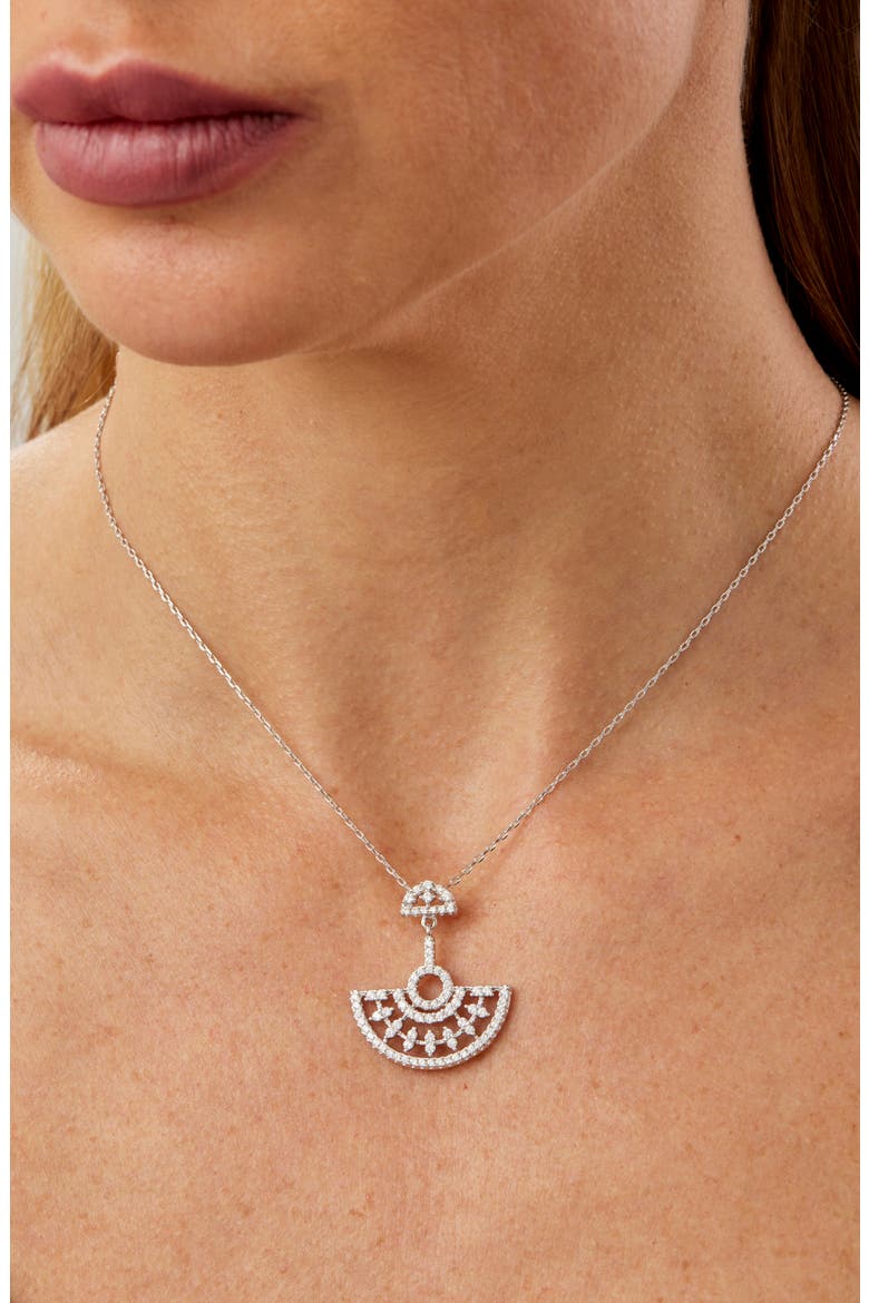 Cubic Zirconia Art Deco Pendant Necklace, Alternate, color, WHITE