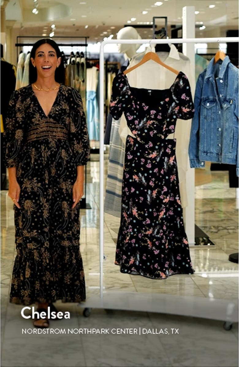 Linh Floral Cutout Puff Sleeve Linen & Cotton Sundress, sales video thumbnail