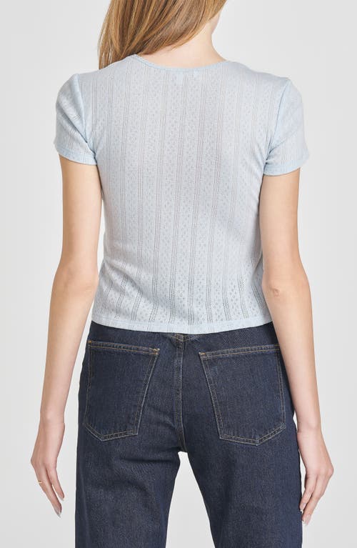 Wayf Anna Pointelle Cotton T-shirt In Blue
