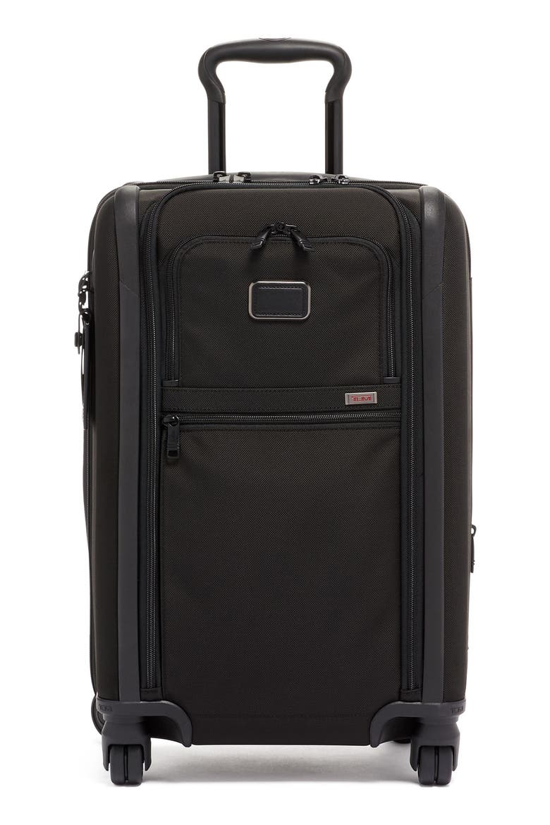 Alpha 3 International Dual Access Expandable Carry-On, Main, color, BLACK