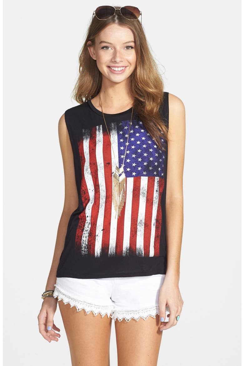 Flag Graphic Muscle Tee, Main, color, BLACK