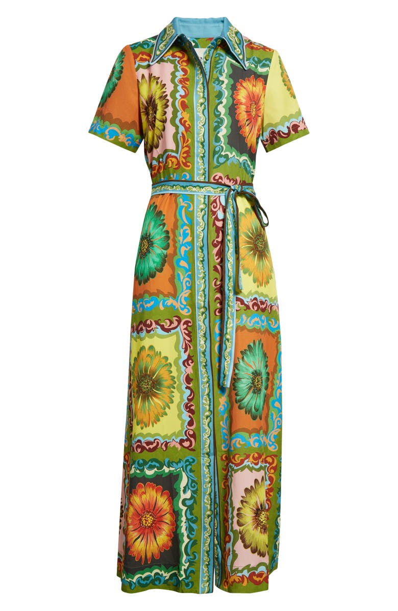 ALEMAIS Disco Daisy Tie Waist Shirtdress, Alternate, color, 