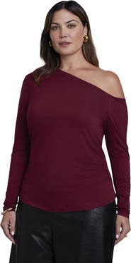 ELOQUII Off The Shoulder Shirred Top (plus)