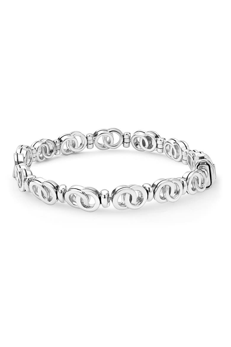 Signature Caviar Interlocking Diamond Taper Link Bracelet, Alternate, color, SILVER