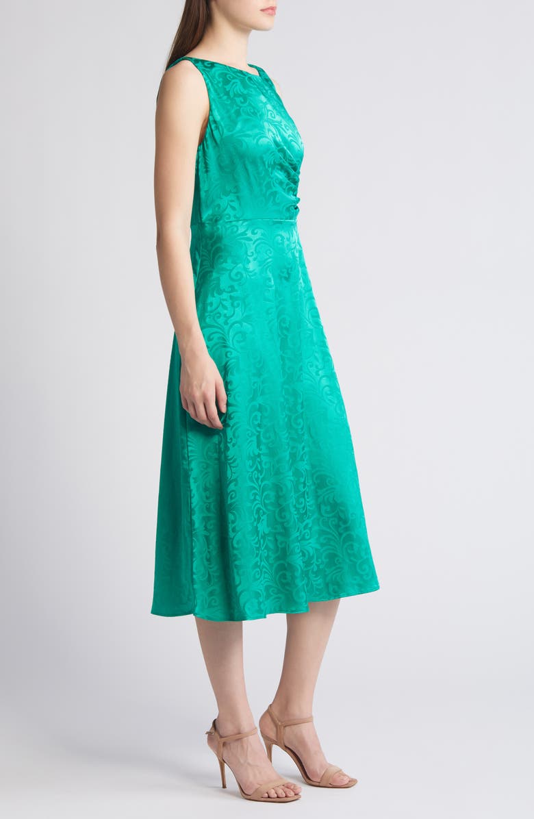 Connected Apparel Sleeveless Satin Jacquard Midi Dress, Alternate, color,