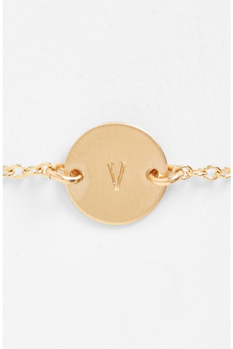 Initial Mini Disc Bracelet, Alternate, color, 14K GOLD FILL V