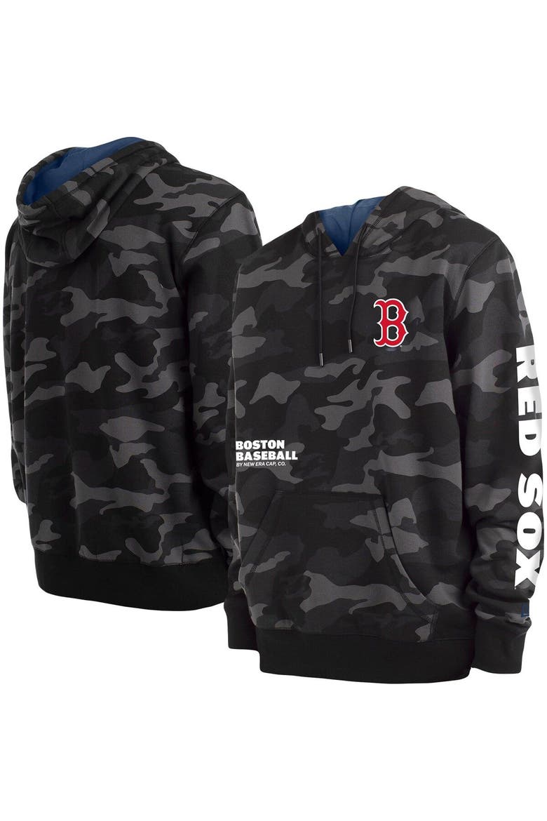 Men's New Era Black Boston Red Sox Camo Pullover Hoodie, Alternate, color, Black