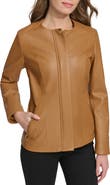 Cole Haan Collarless Leather Jacket