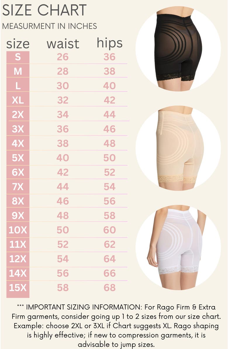 Rago Firm  No Roll Breathable High Waist Thigh Slimmer Shaper, Alternate, color, Black