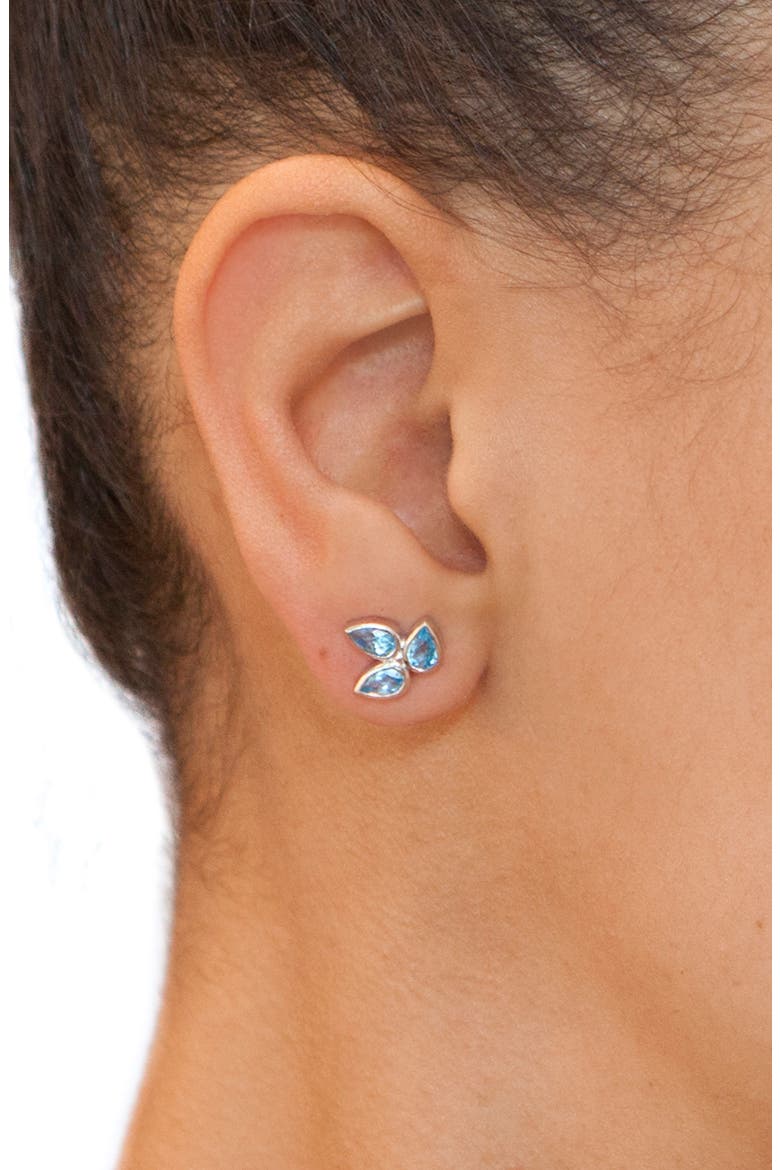 Micro Bouquet White Topaz Post Earrings, Alternate, color, BLUE TOPAZ