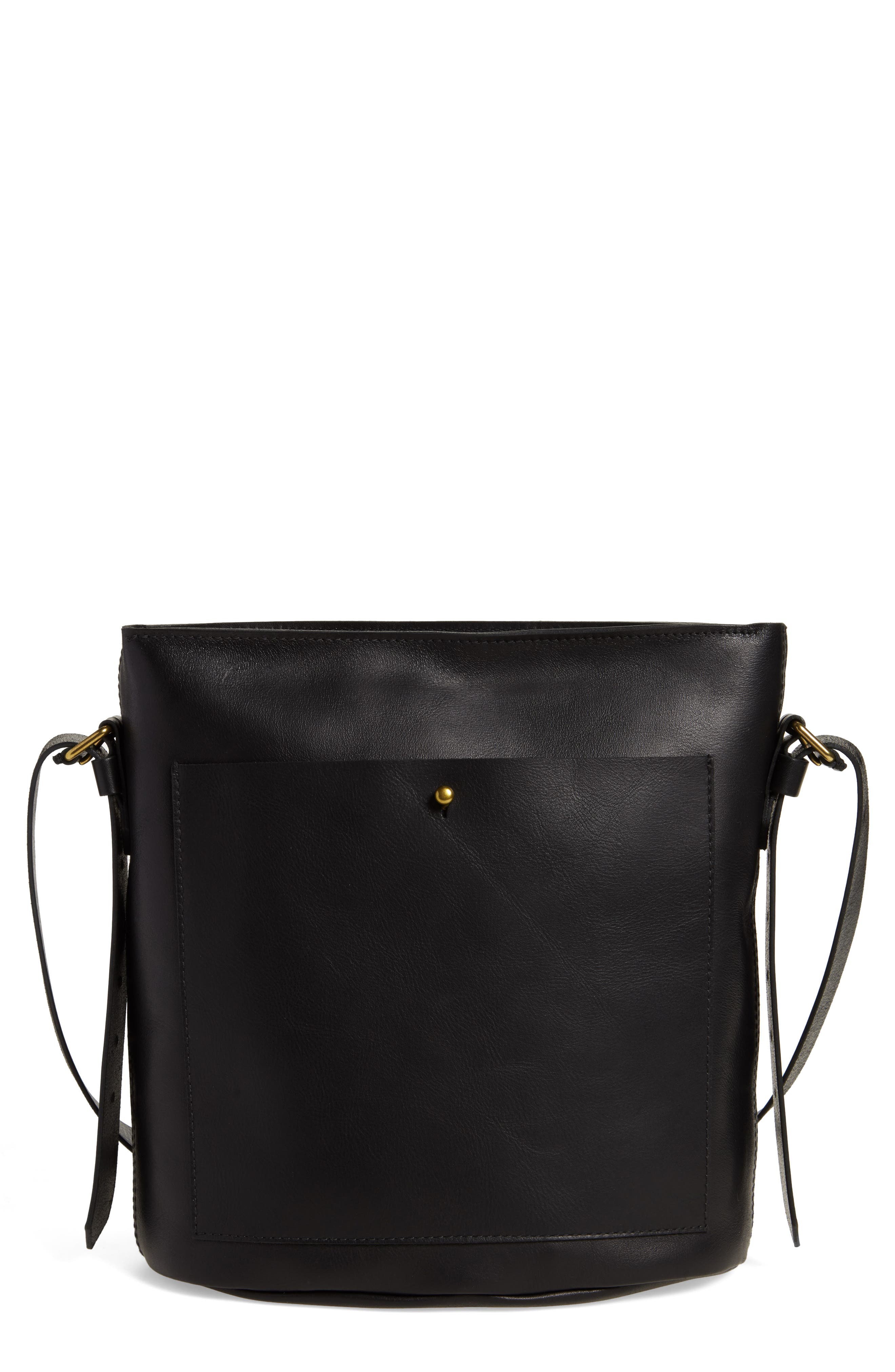 Madewell The Transport Leather Bucket Bag, Main, color, 