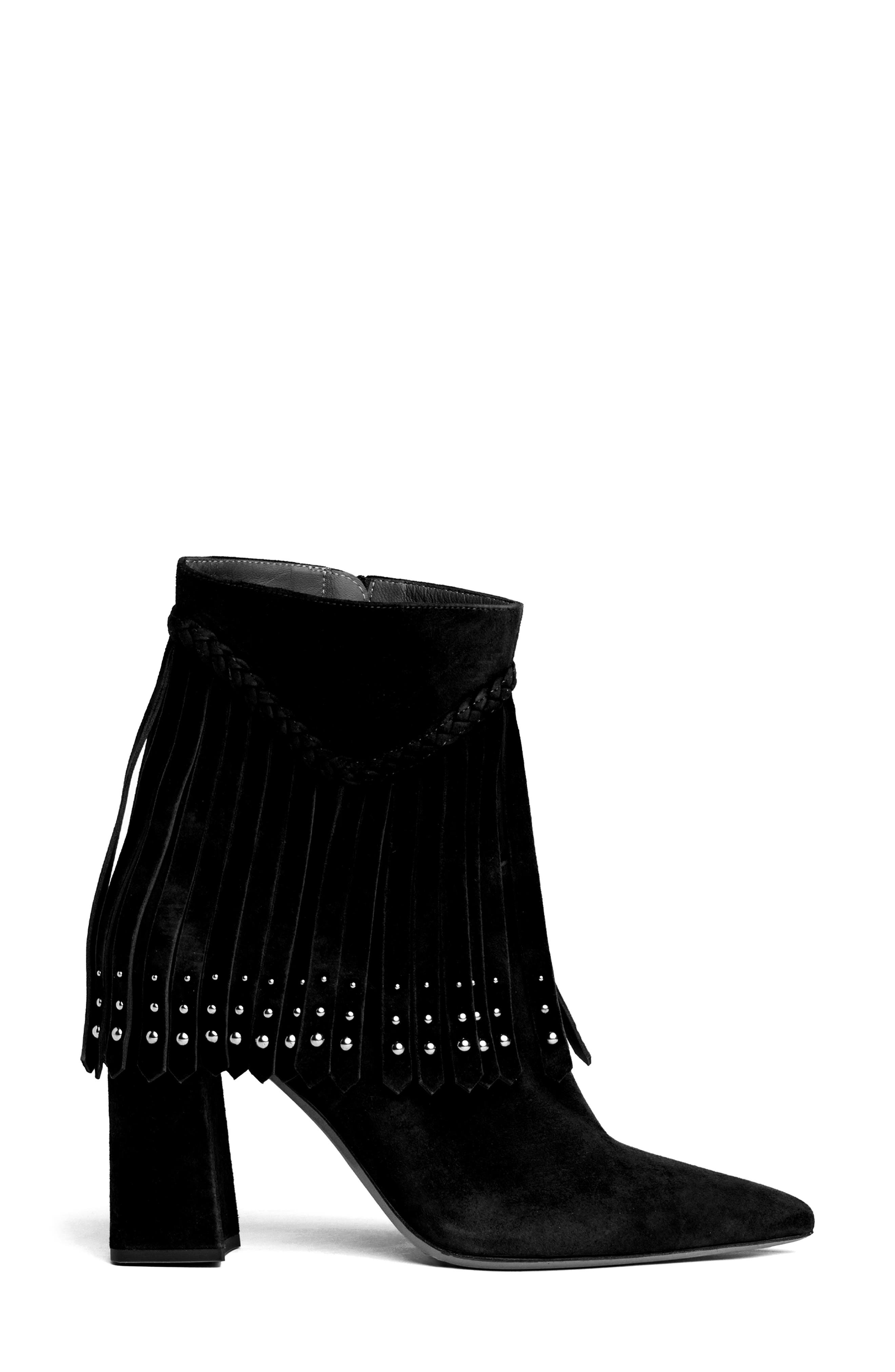 BEAUTIISOLES Tal Fringe Bootie, Alternate, color, Black