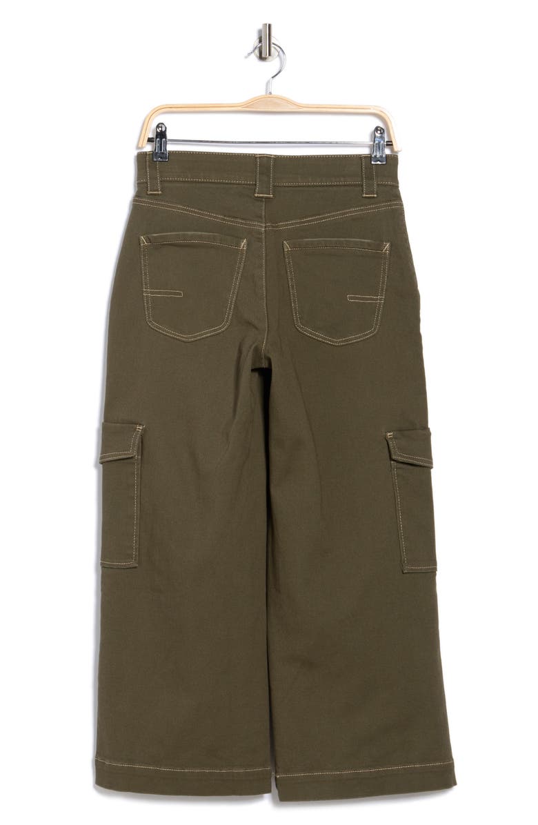 Democracy Contrast Stitch Crop Wide Leg Cargo Jeans, Alternate, color, Caper