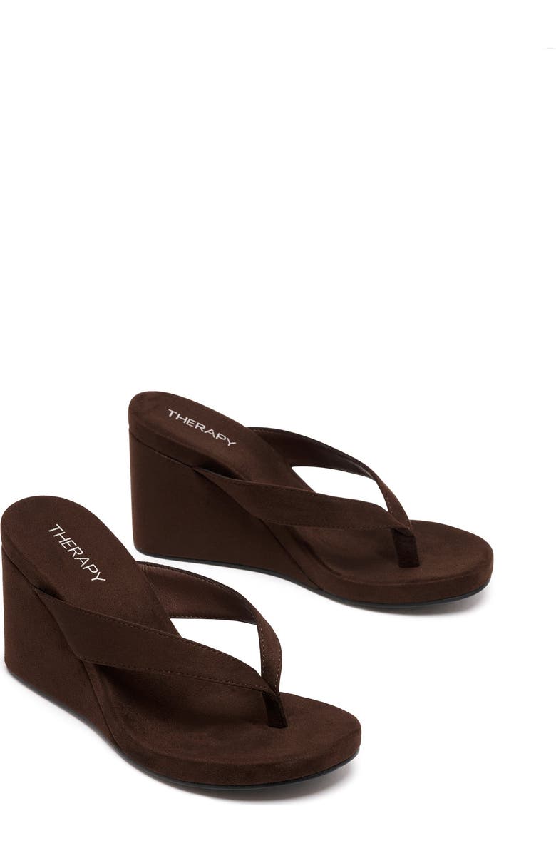 Therapy Australia Ren Wedge Sandal, Alternate, color, Chocolate Tonal Faux Suede
