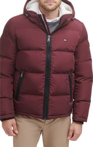 Tommy Hilfiger Hooded Puffer Jacket with Faux Shearling Lining
