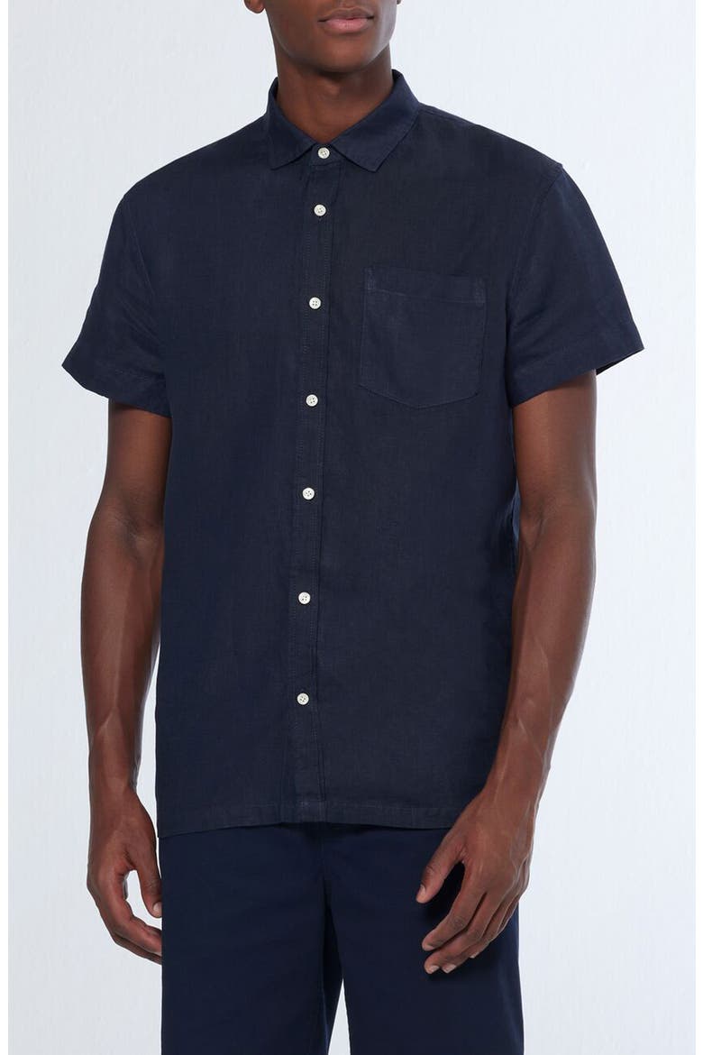 Core Solid Short Sleeve Button-Up Shirt, Main, color, NIGHT