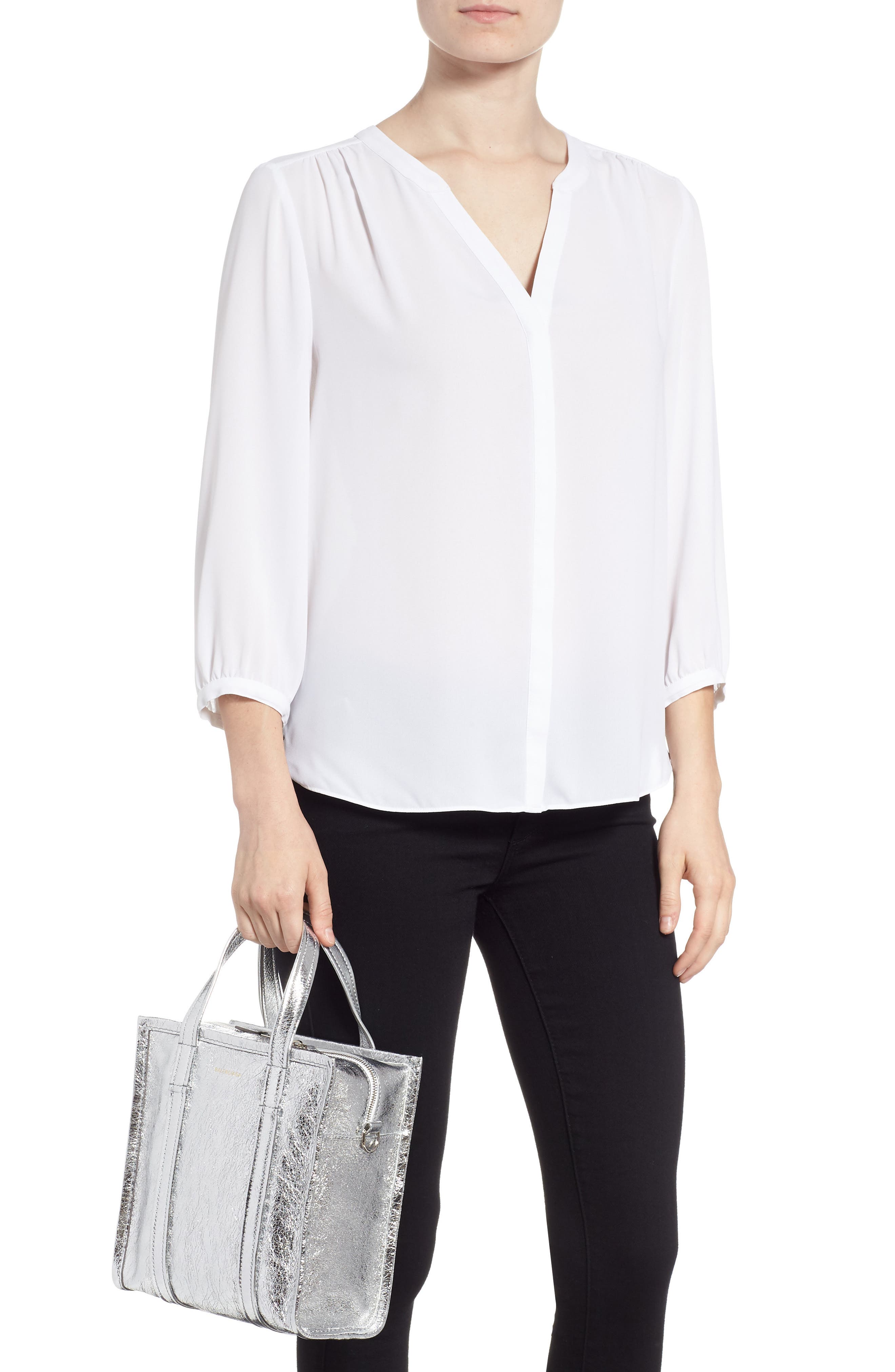 Balenciaga Extra Small Bazar Metallic Lambskin Leather Shopper, Alternate, color, 