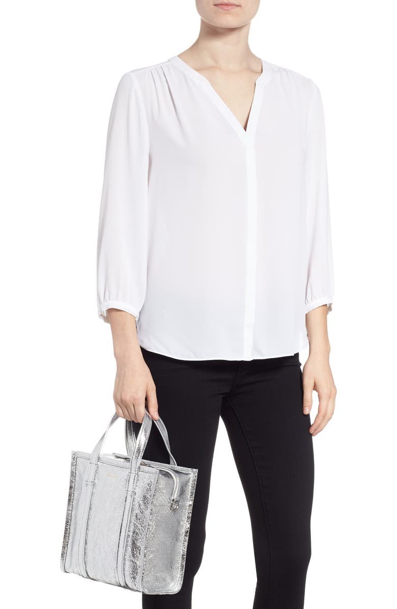 Balenciaga Extra Small Bazar Metallic Lambskin Leather Shopper, Alternate, color,