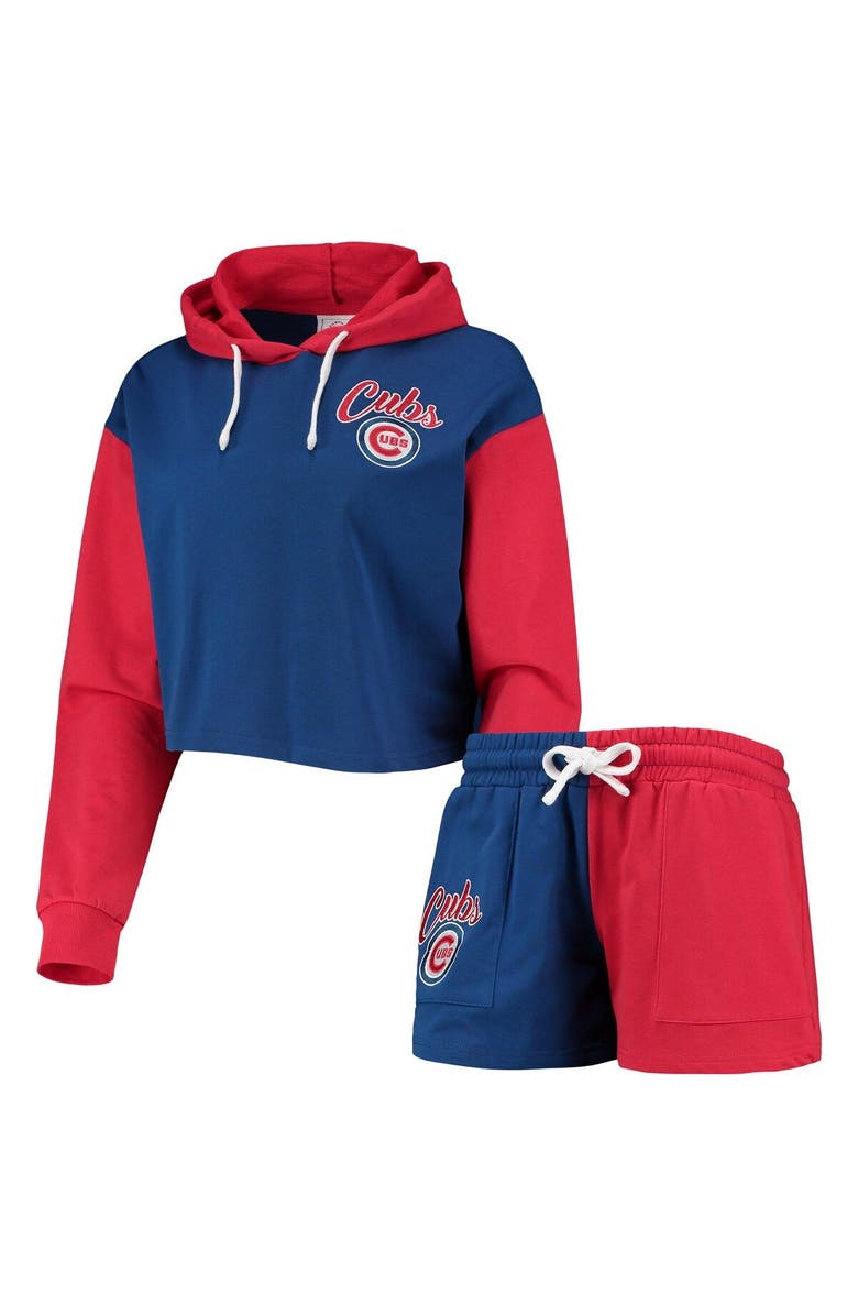FOCO Women's FOCO Royal/Red Chicago Cubs Color-Block Pullover Hoodie & Shorts Lounge Set, Main, color, Royal