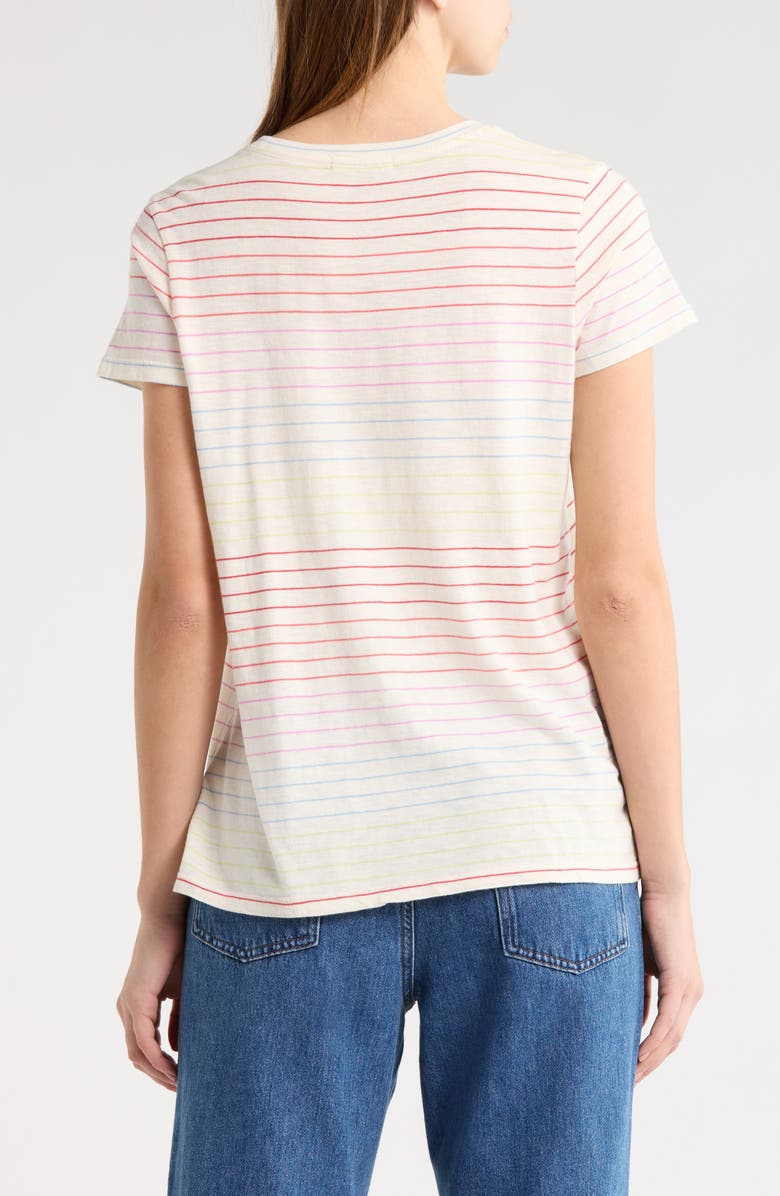 Marine Layer Stripe Cotton Blend T-Shirt, Alternate, color, Rainbow Stripe