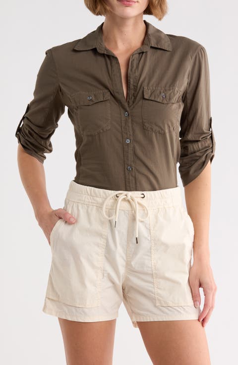 Three-Quarter Sleeve Button-Up Shirt