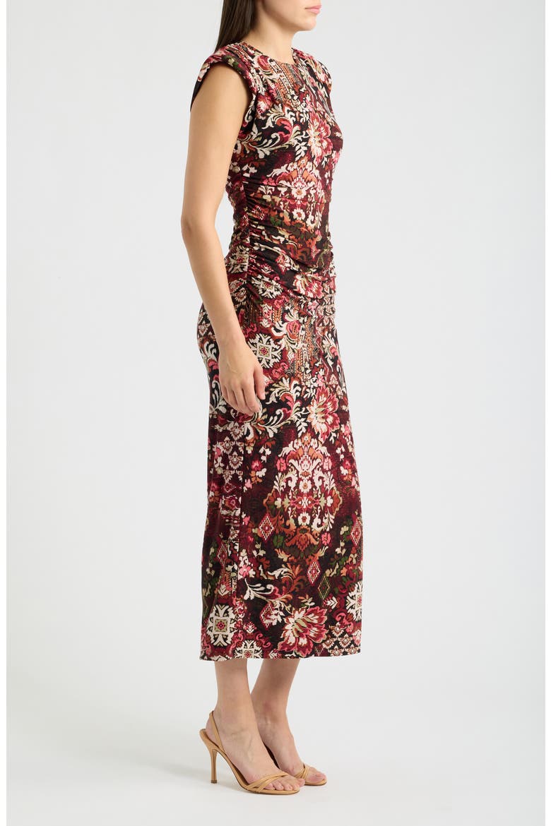 Print Ruched Maxi Dress, Alternate, color, PMU
