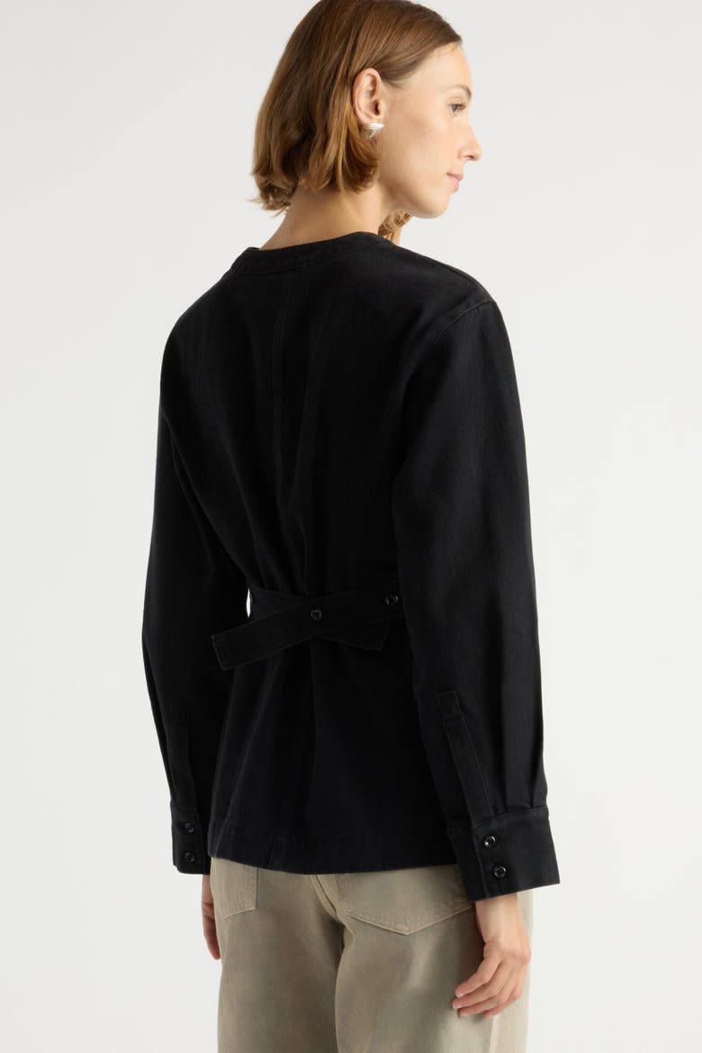 Emmett Structured-Sleeve Denim Jacket, Alternate, color, Washed Black
