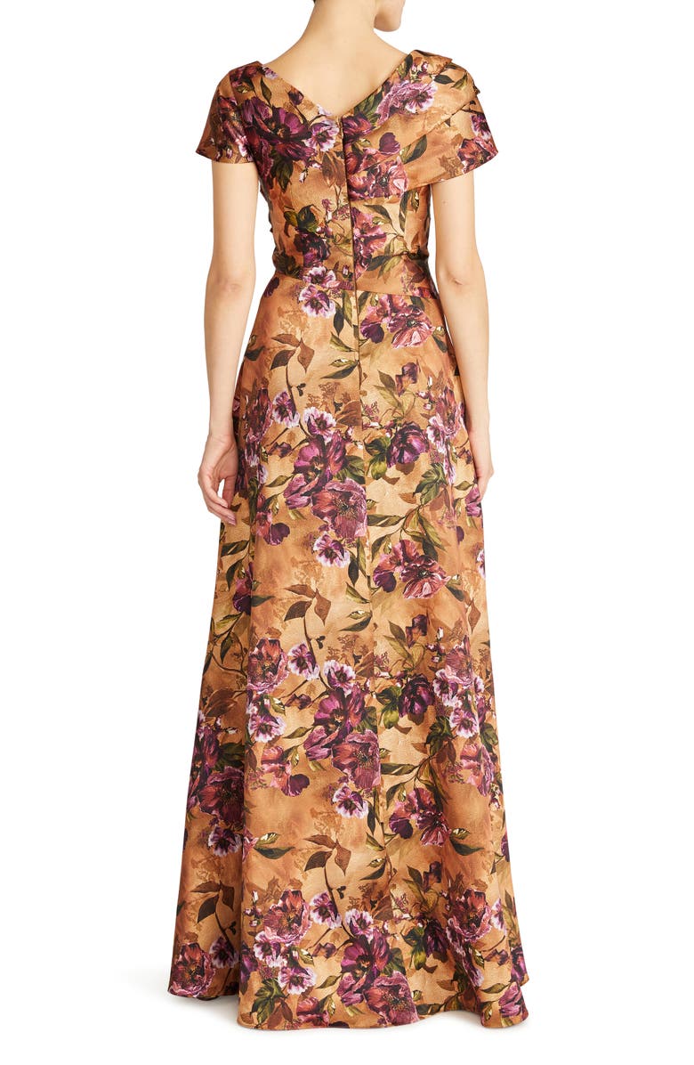 Theia Nina Twist Drape A-Line Gown, Alternate, color,