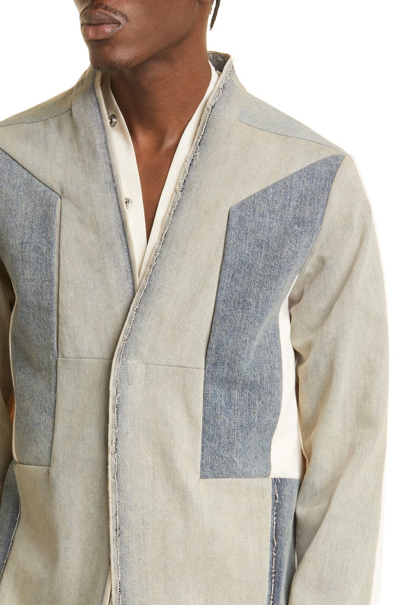 Rick Owens Fogachine Larry Patchwork Denim Shirt, Alternate, color,