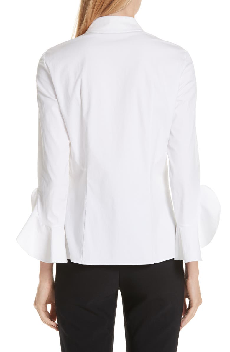 Michael Kors Ruffle Cuff Jeweled Button Blouse, Alternate, color,