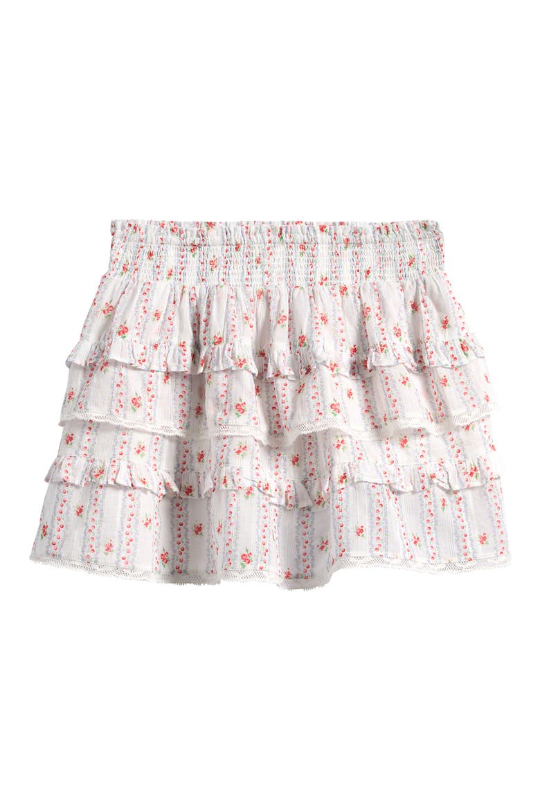 Kids' Billie Floral Border Print Tiered Miniskirt, Main, color, POPPY RED
