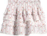 LoveShackFancy Kids' Billie Floral Border Print Tiered Miniskirt