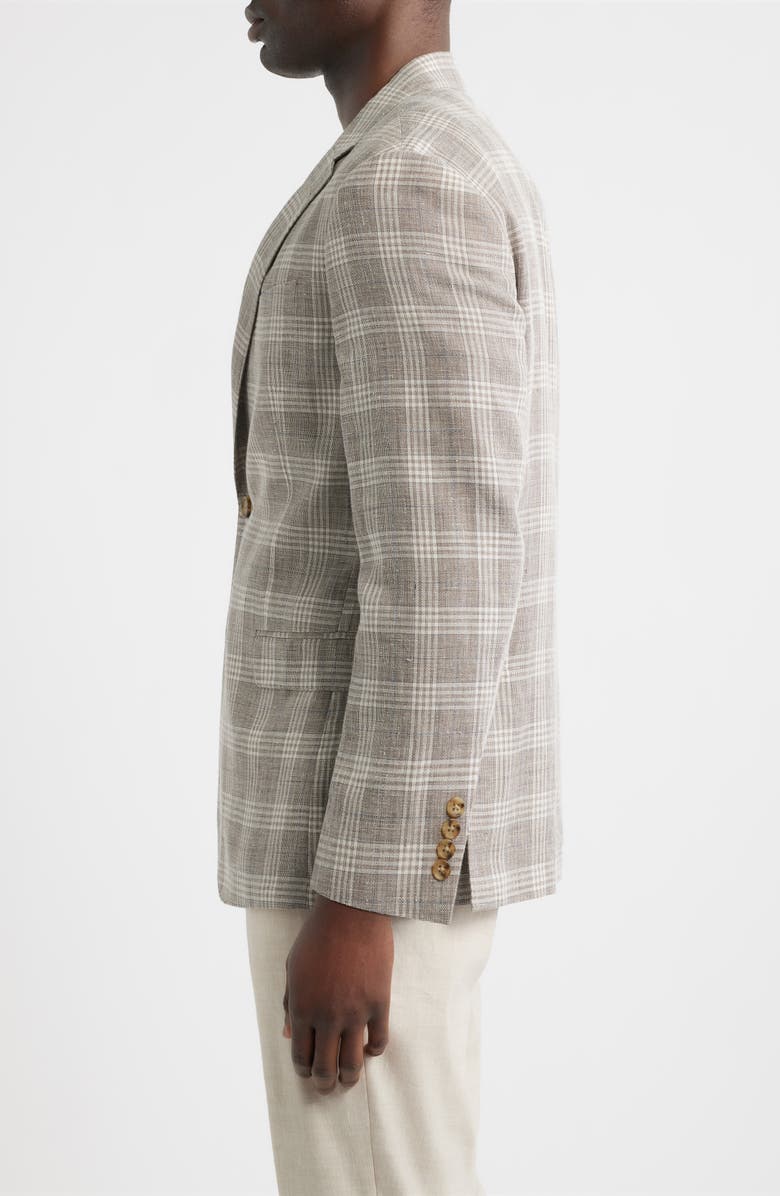 Nordstrom Henrik Trim Fit Plaid Slub Linen & Cotton Blend Sport Coat, Alternate, color, Tan Enzo Plaid