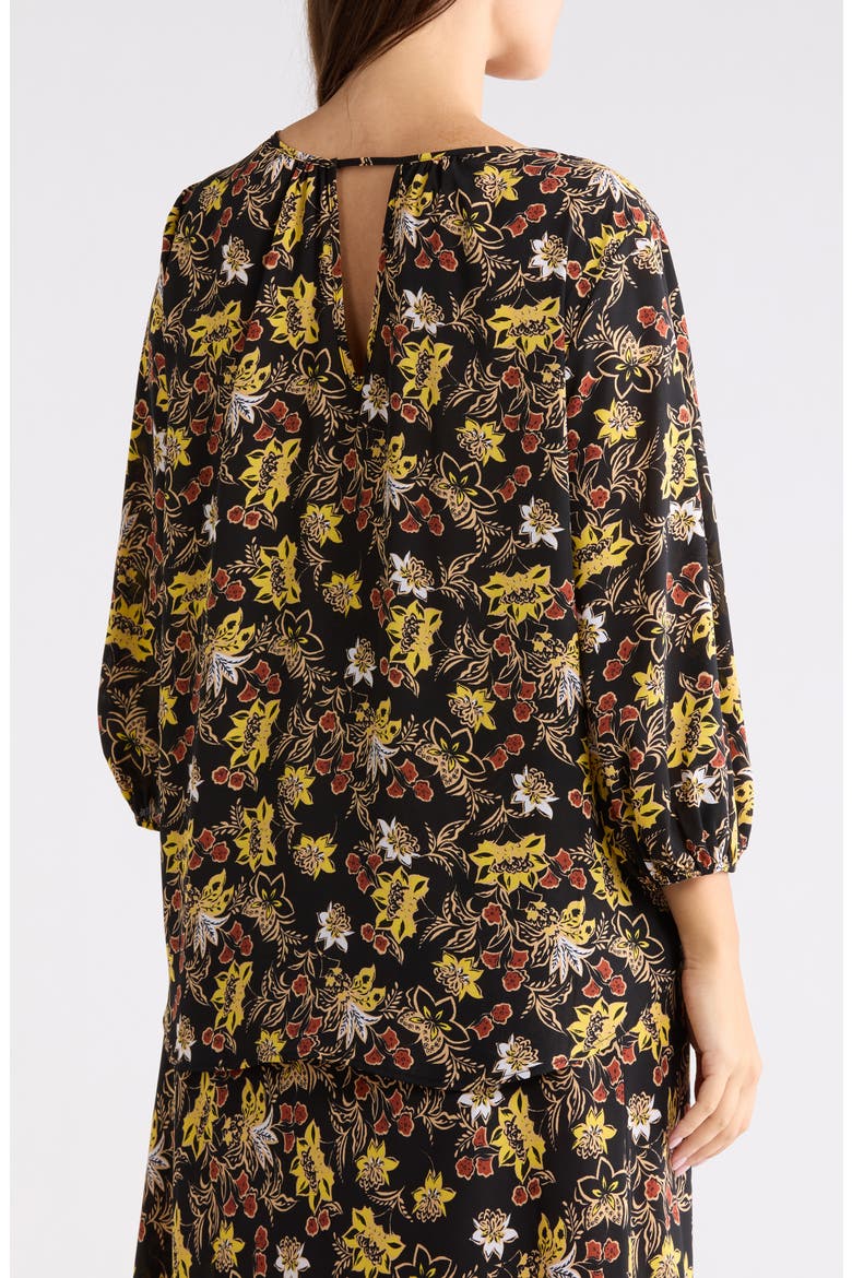 Floral Back Keyhole Top, Alternate, color, BLACK