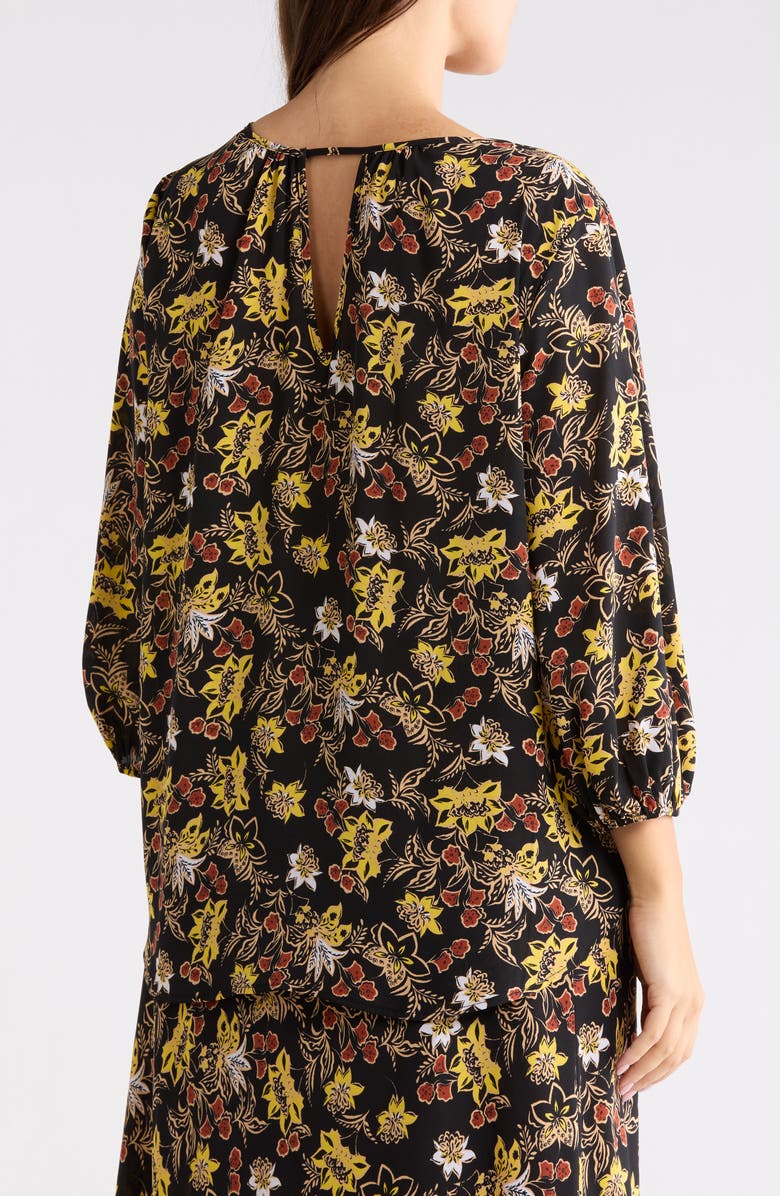 Renee C Floral Back Keyhole Top, Alternate, color, Black