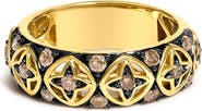 Haus of Brilliance 10K Yellow Gold Plated Sterling Silver 1/2 ctw Champagne Diamond Star Motif Band Ring