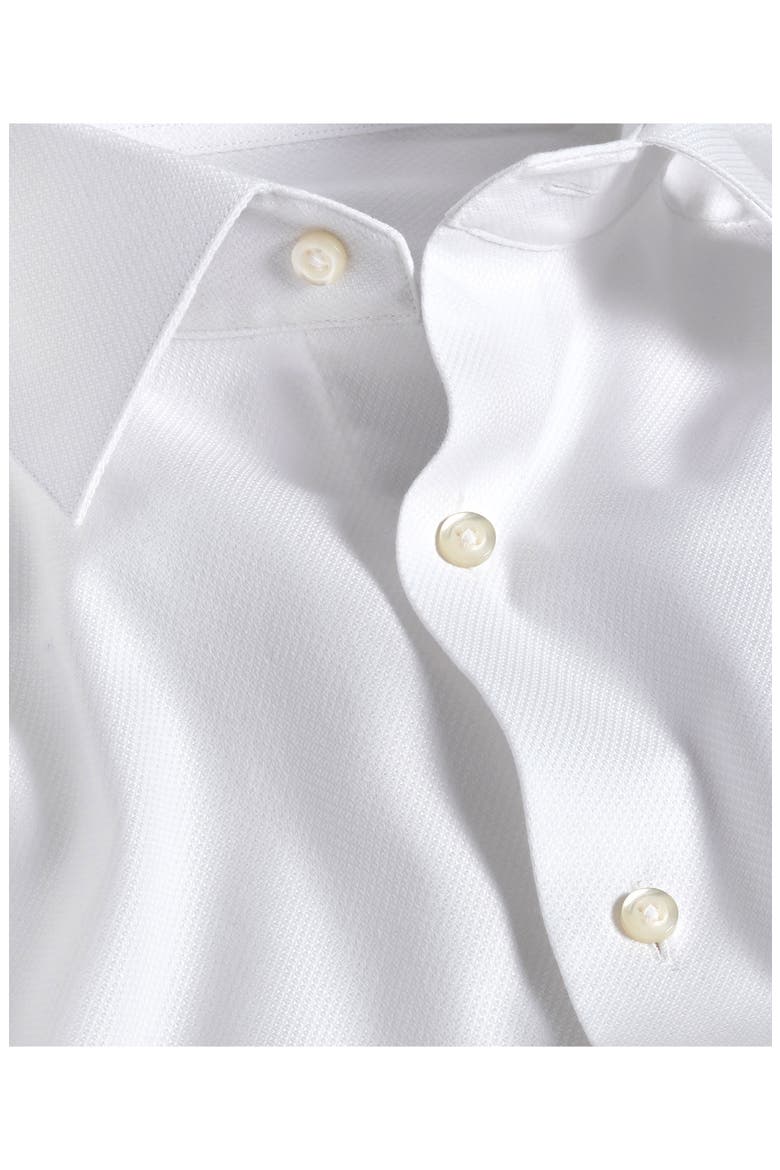 Trim Fit White Cotton Dobby Tuxedo Shirt, Alternate, color, WHITE
