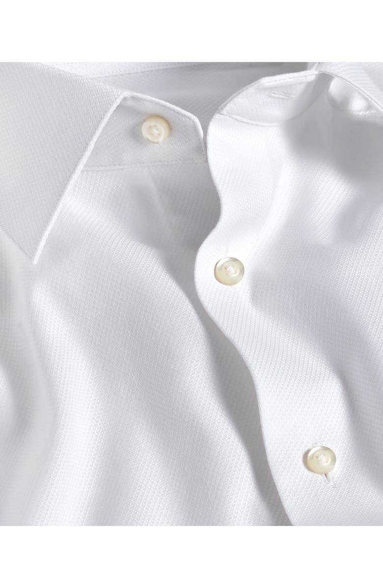 David Donahue Trim Fit White Cotton Dobby Tuxedo Shirt, Alternate, color, White
