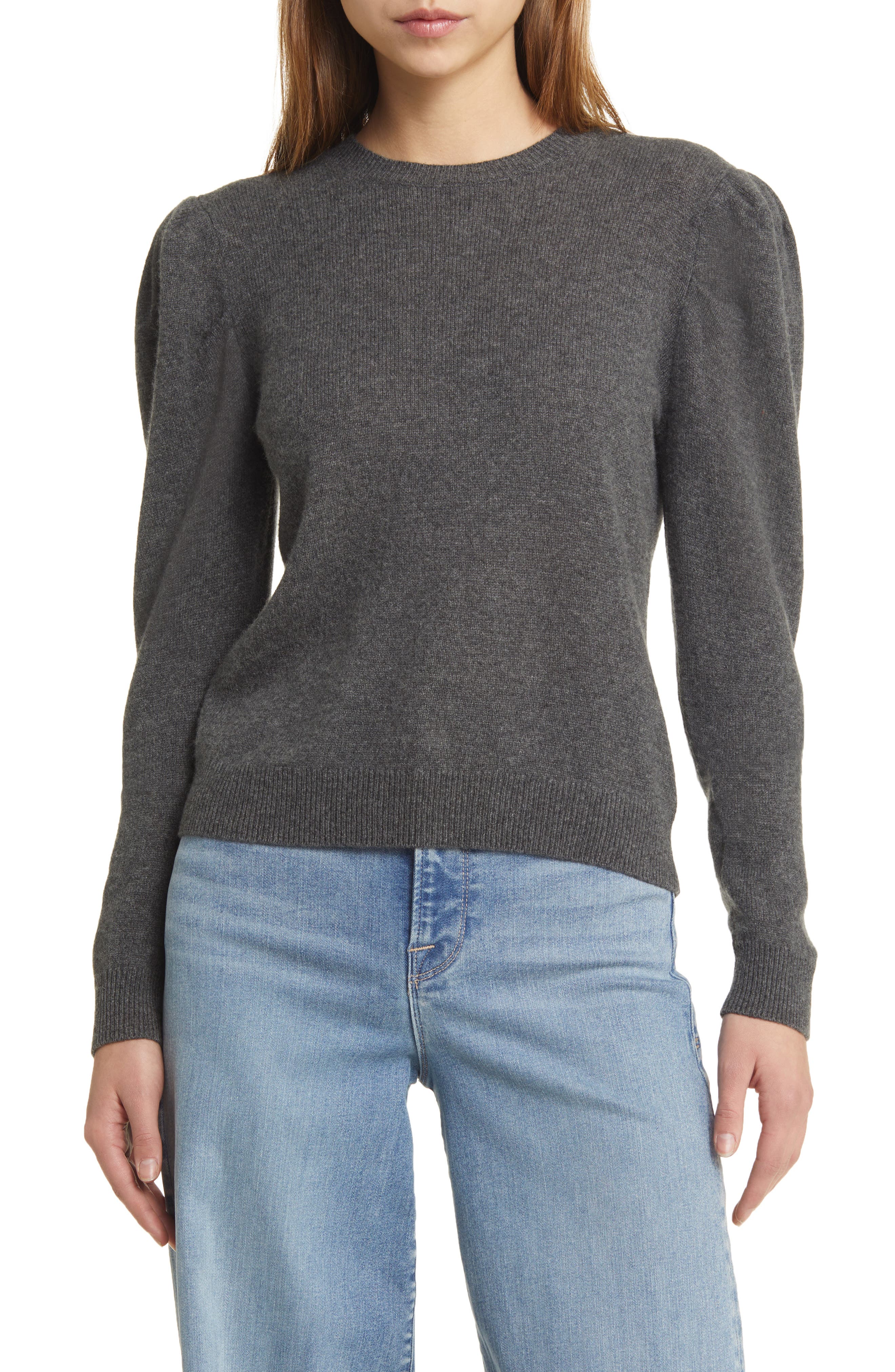 Puff Shoulder Cashmere & Wool Sweater