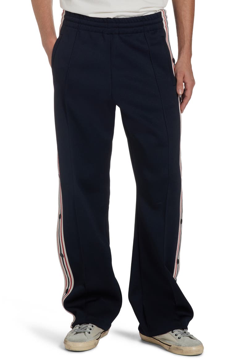 Side Stripe Snap Track Pants, Main, color, DARK BLUE/ PAPYRUS