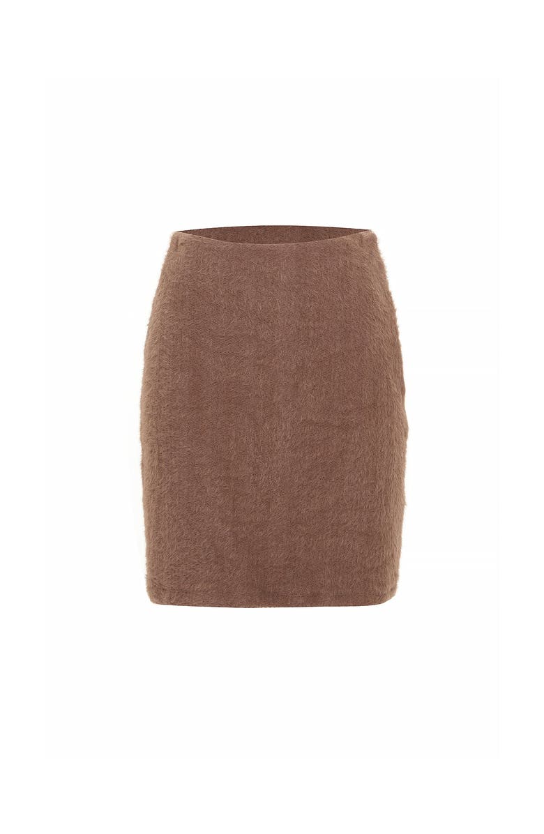 THEO The Label Carme Plush Lace Pull-On Skirt, Main, color, Cappuccino