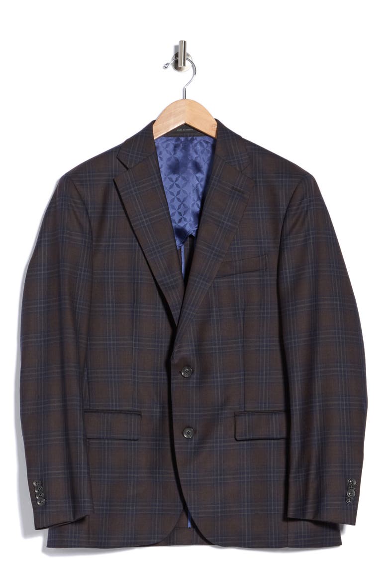 Elex Plaid Wool Sport Coat, Main, color, BROWN