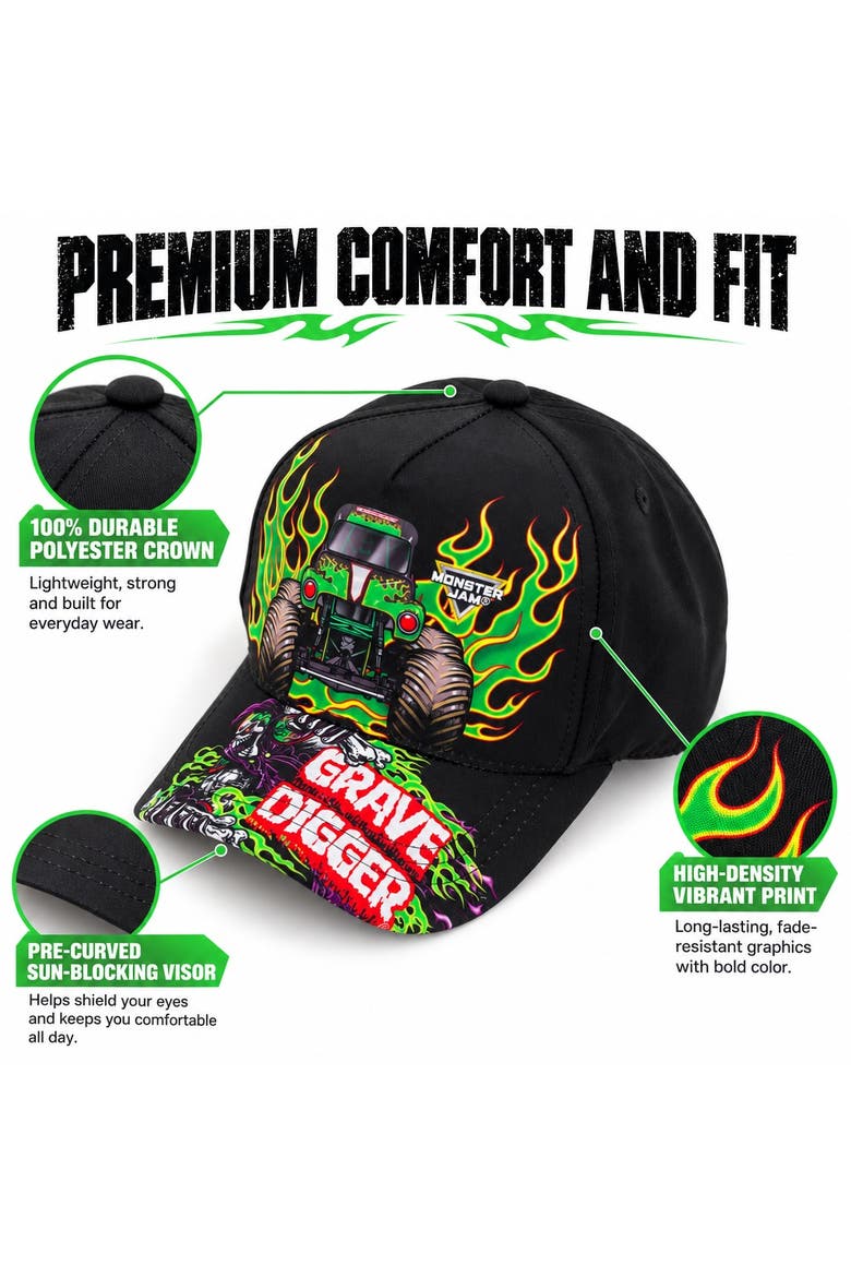 Grave Digger Baseball Cap (toddler & Little Kid), Alternate, color, Grave Digger Black